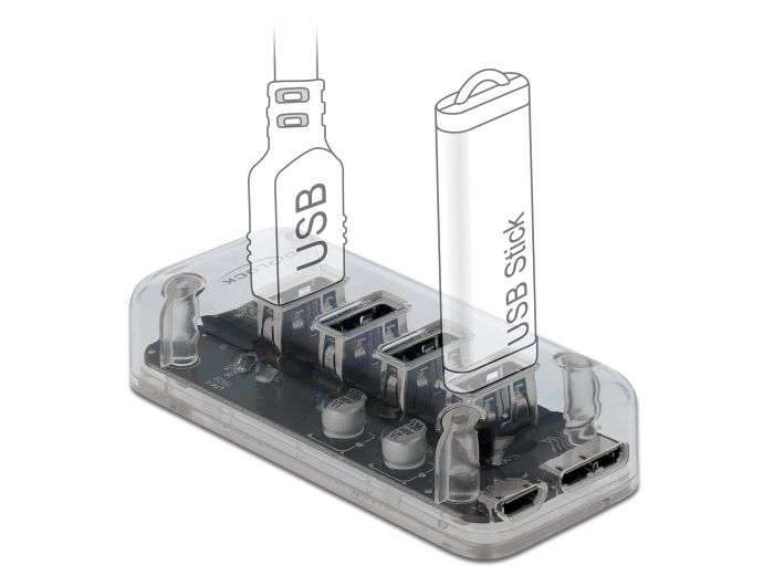 DeLock External USB 3.0 Hub with 4Ports Transparent