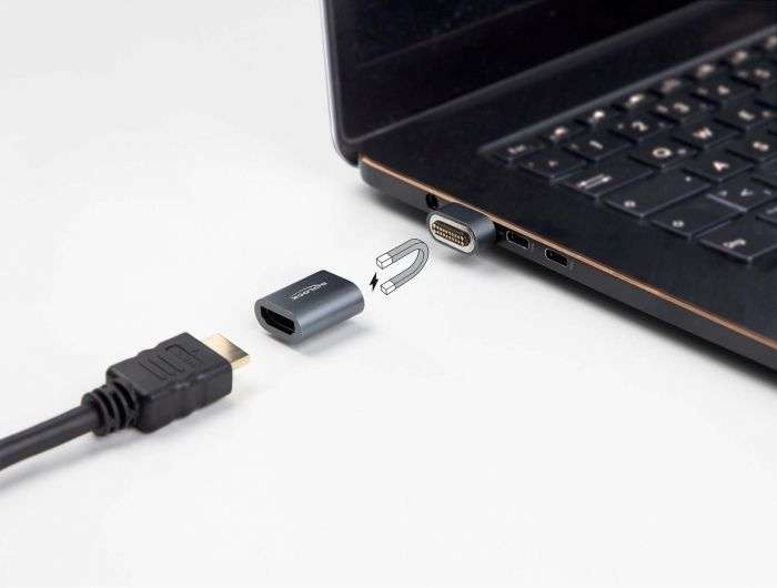 DeLock HDMI Adapter male to female 8K 60 Hz magnetic Grey