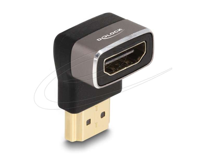 DeLock HDMI Adapter male to female 90° upwards angled 8K 60 Hz Grey Metal