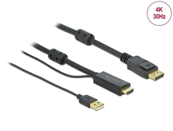 DeLock HDMI to DisplayPort 4K 30Hz 3m Cable Black
