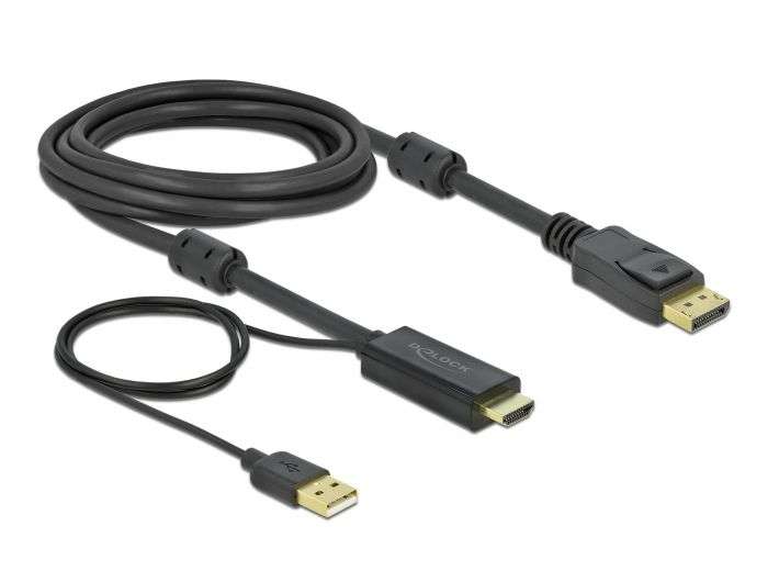 DeLock HDMI to DisplayPort 4K 30Hz 3m Cable Black