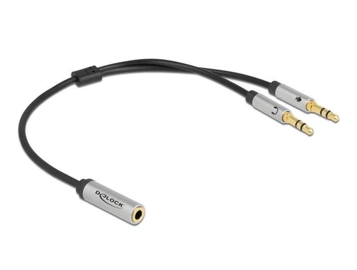 DeLock Headset Adapter 1 x 3.5 mm 4 pin Stereo jack female to 2 x 3.5 mm 3 pin Stereo jack male (CTIA)
