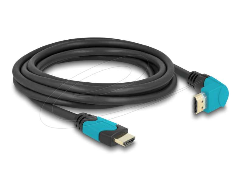 DeLock High Speed HDMI cable male straight to male 90° downwards angled 48 Gbps 8K 60Hz 3m Black