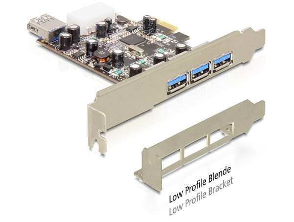 DeLock PCI Express Card > 3 x external + 1 x internal USB 3.0 Type-A female