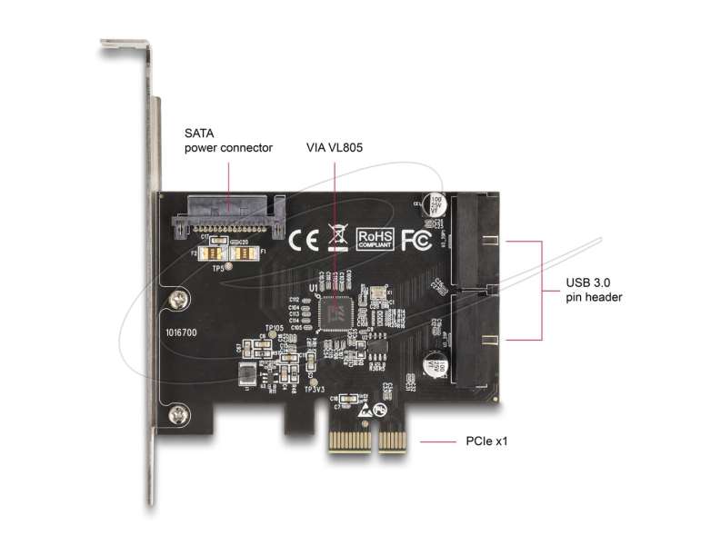 DeLock PCI Express x1 Card to 2 x internal USB 5 Gbps Pin Header