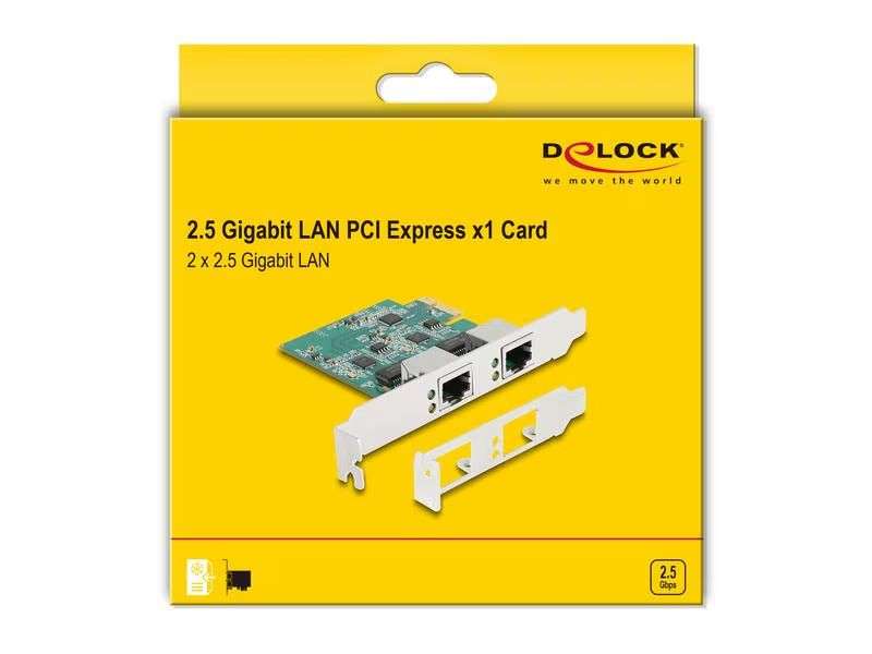DeLock PCI Express x1 Network Card Gigabit LAN 2 x RJ45 BCM