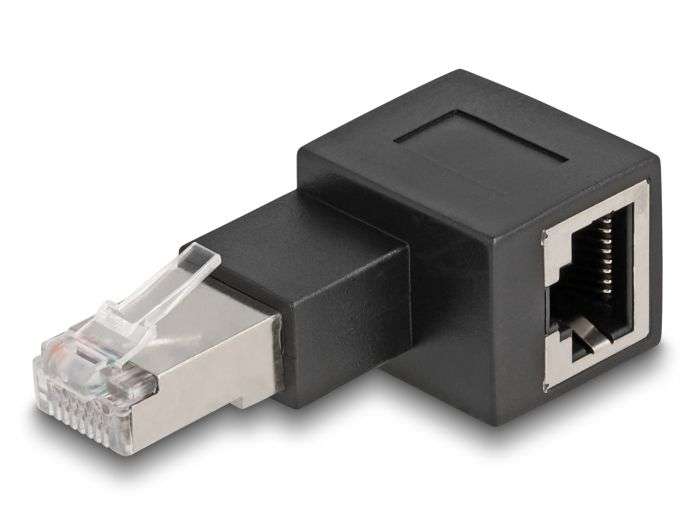 DeLock RJ45 plug to RJ45 jack Adapter Cat.6A 90° right angled