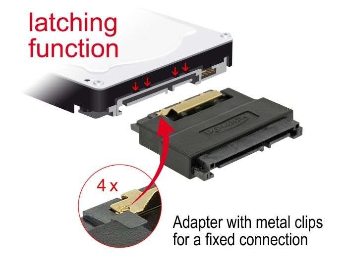 DeLock SATA 22 pin receptacle to plug with latch port saver adapter