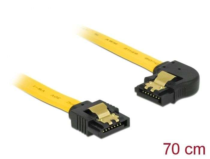 DeLock SATA 6 Gb/s Cable straight to left angled 0,7m Yellow