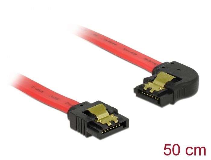 DeLock SATA 6 Gb/s Cable straight to left angled 50cm Red