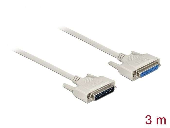 DeLock Serial Cable D-Sub 25 male to female Cable 3m White