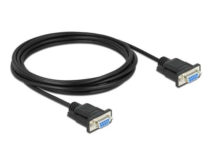 DeLock Serial Cable RS-232 D-Sub9 female to female null modem with narrow plug housing 3m Black