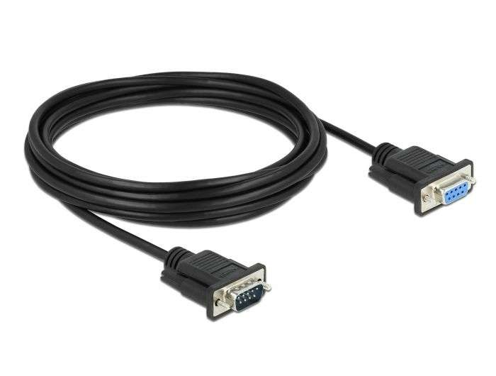DeLock Serial Cable RS-232 D-Sub9 male to female with narrow plug housing 5m Black