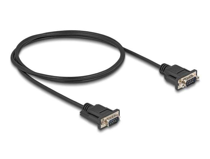 DeLock Serial Cable RS-232 D-Sub9 male to male with narrow plug housing 1m Black