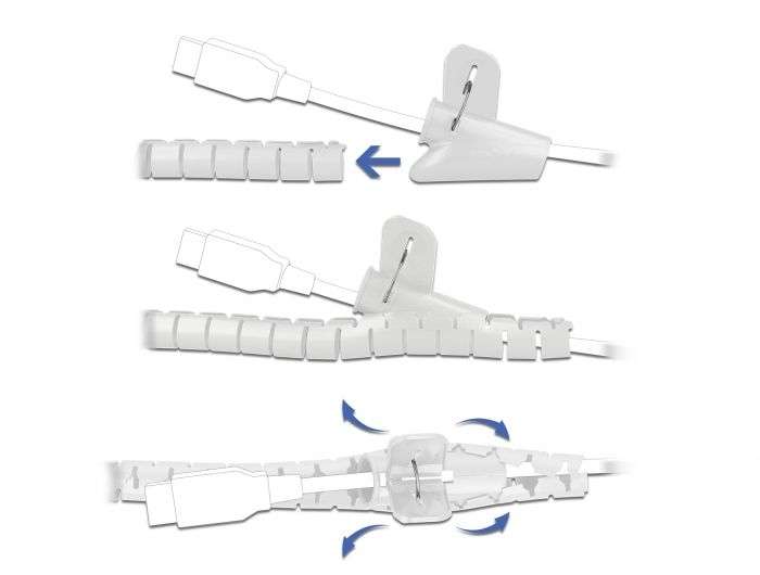DeLock Spiral Hose with Pull-in Tool 2.5mx15mm White