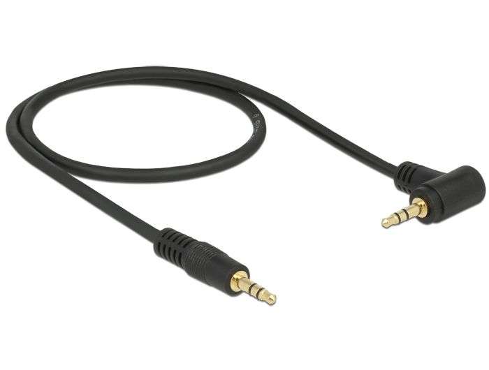 DeLock Stereo Jack Cable 3.5 mm 3 pin male > male angled 1m Black