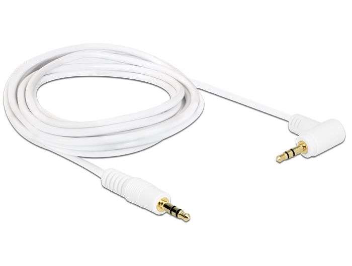 DeLock Stereo Jack Cable 3.5 mm 3 pin male > male angled 2m white