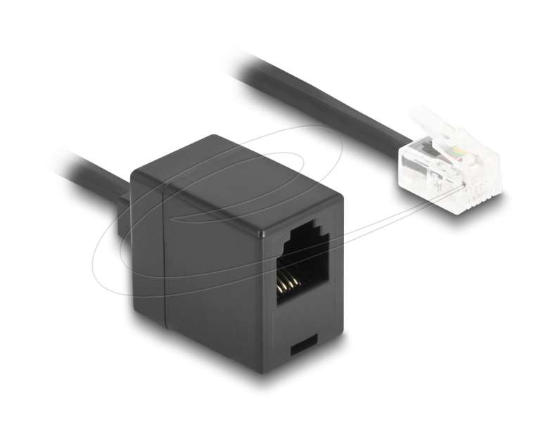 DeLock Telephone Cable / Coiled Cable RJ11 plug to RJ11 jack 1m Black
