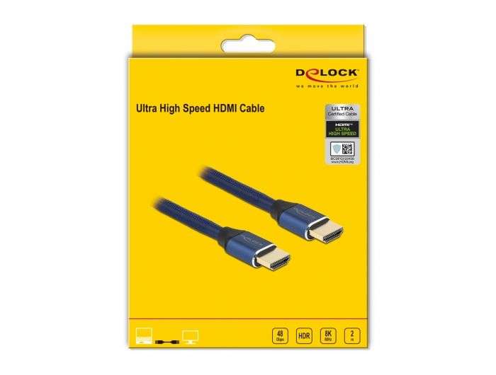DeLock Ultra High Speed HDMI Cable 48 Gbps 8K 60Hz 2m Blue