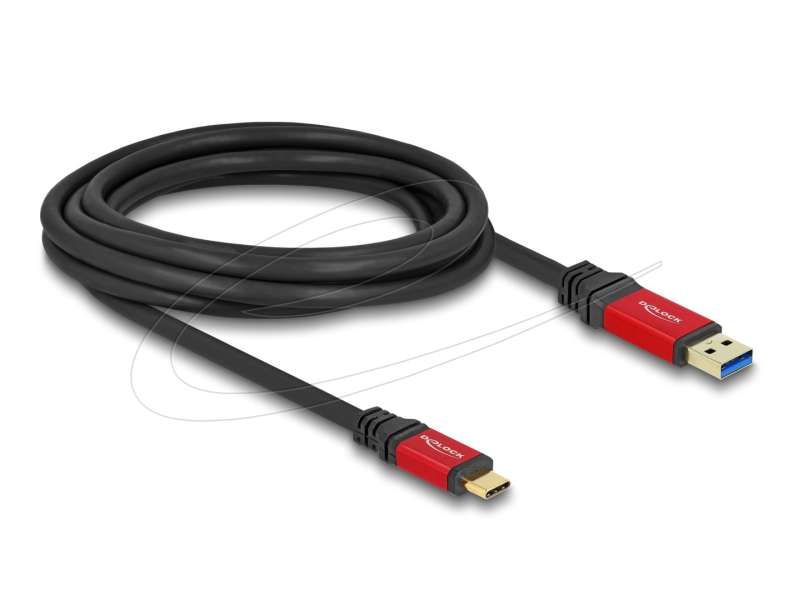 DeLock USB 10 Gbps USB Type-A male to USB Type-C male cable 3m Red Metal
