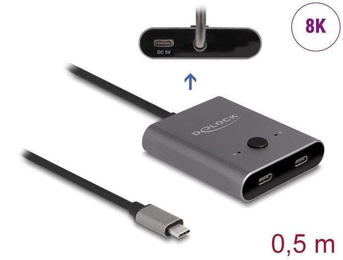 DeLock USB 10 Gbps USB Type-C Switch 2 to 1 bidirectional 8K