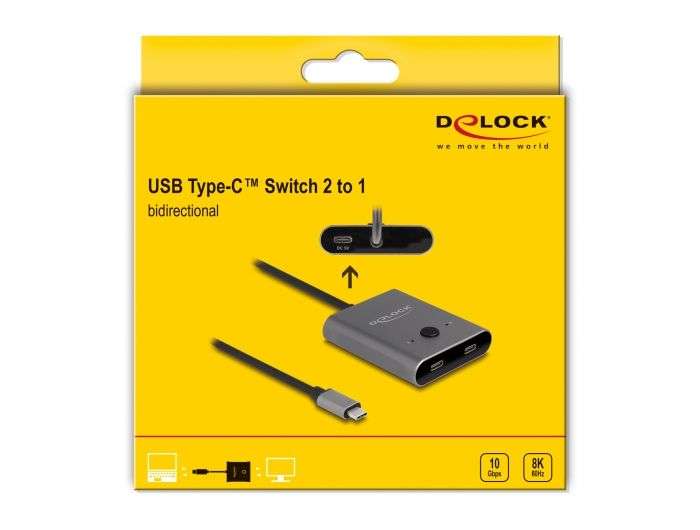 DeLock USB 10 Gbps USB Type-C Switch 2 to 1 bidirectional 8K