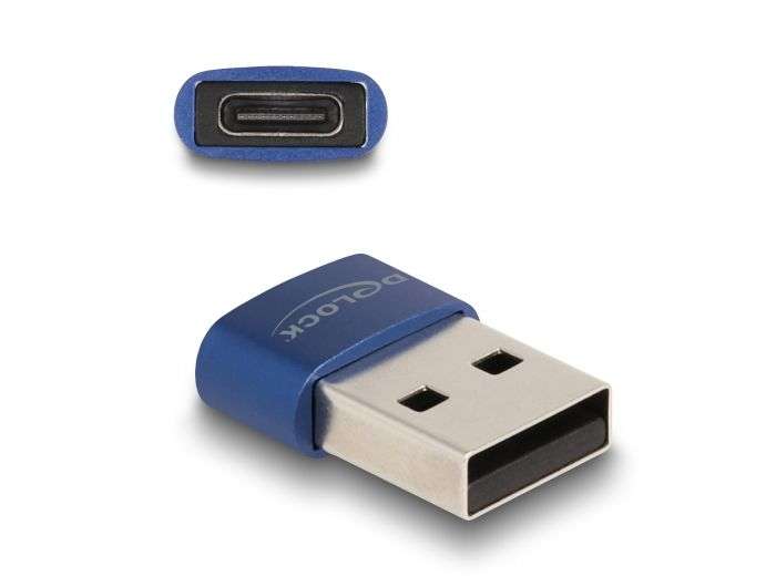 DeLock USB 2.0 Adapter USB Type-A male to USB Type-C female Blue