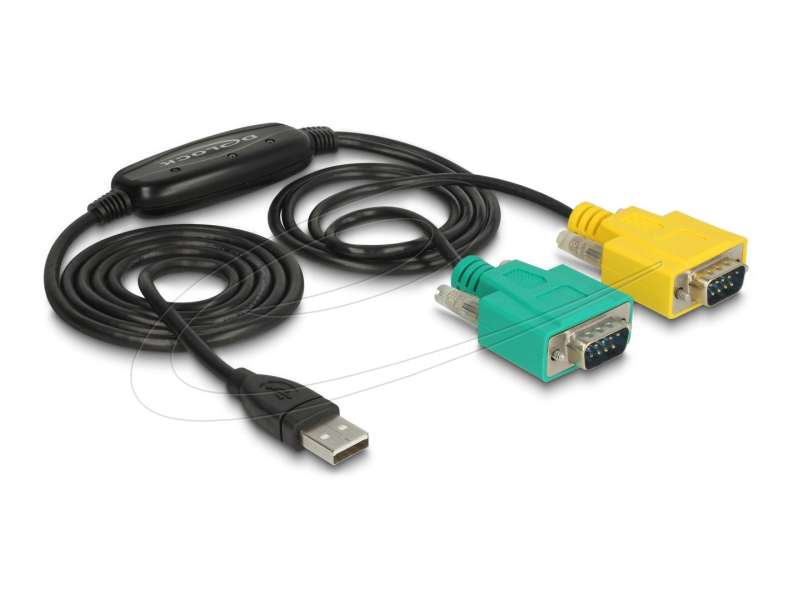 DeLock USB 2.0-A to 2x RS-232 DB9 Cable 1,5m Black