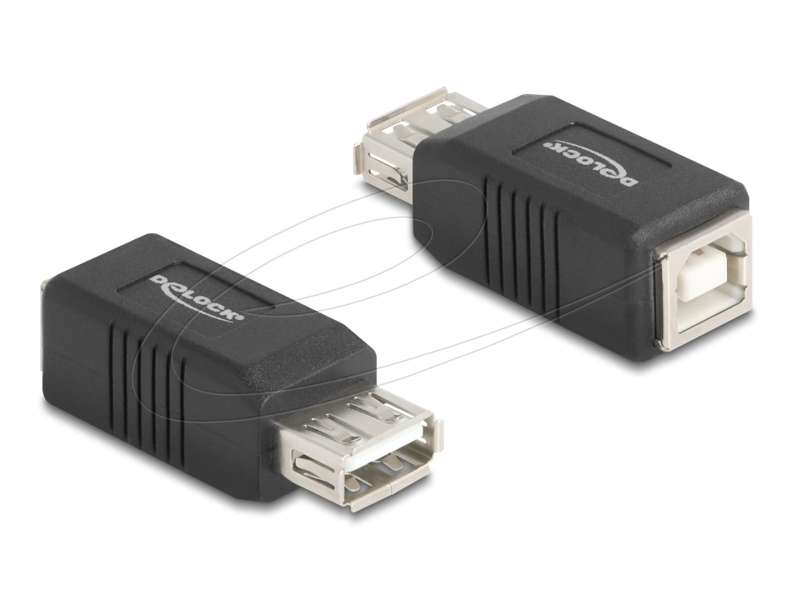 DeLock USB 2.0 adapter USB Type-A female to USB Type-B female Black