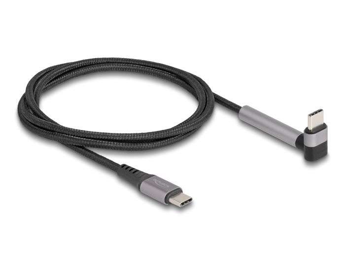DeLock USB 2.0 Cable USB Type-C male to male angled with stand function PD 3.0 60W 1,5m Black