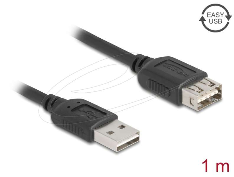 DeLock USB 2.0 extension cable USB Type-A male to USB Type-A female 1m Black