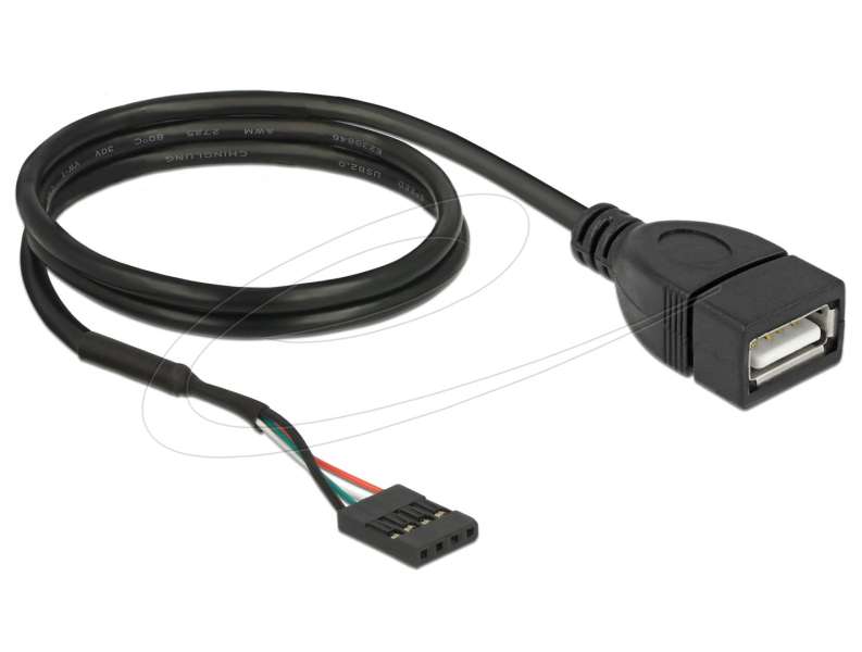 DeLock USB 2.0 pin header to USB 2.0 A 0,6m Black