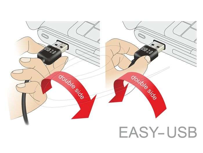 DeLock USB 2.0 Type-A male > EASY-USB 2.0 Type Micro-B male angled left/right cable 5m Black