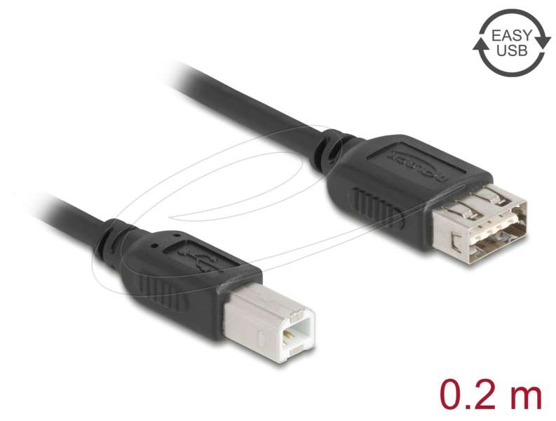 DeLock USB 2.0 USB Type-B male to USB Type-A female 0,2 m Black