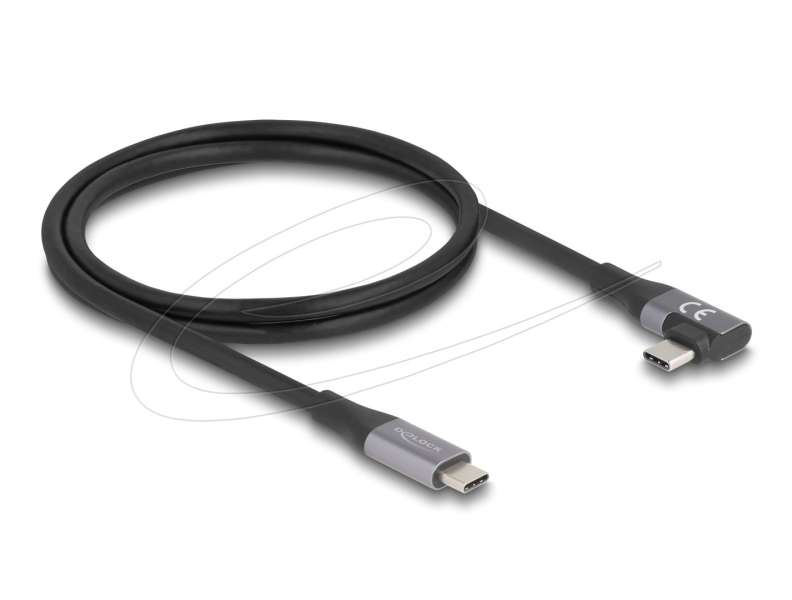 DeLock USB 40 Gbps cable angled left / right USB PD 3.1 Extended Power Range 240W 1m Black