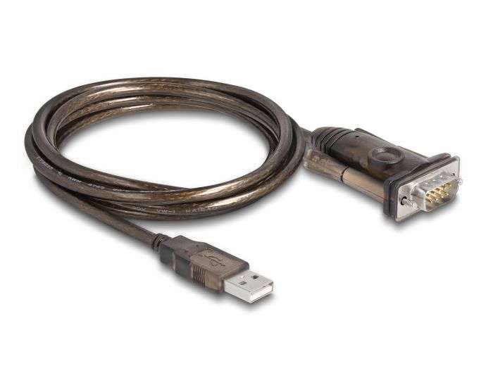 DeLock USB-A 2.0 to RS-232 D-Sub 9 cable male/male 1,5 m Black