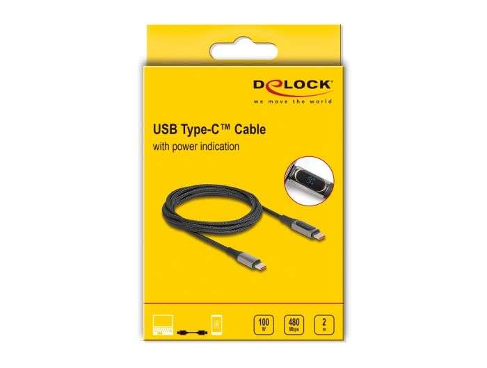 DeLock USB-C to USB-C male/male cable 2m Black