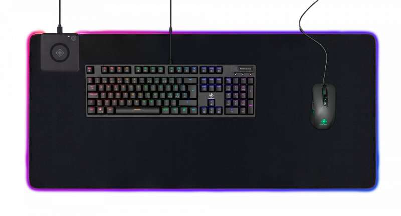 Deltaco GAM-092 Gaming Extra wide RGB with wireless charging Egérpad Black