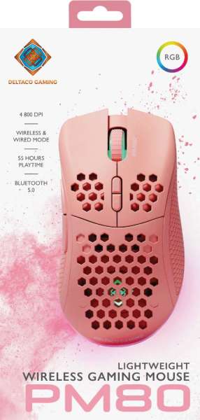 Deltaco GAM-120 PM80 Gaming Wireless Bluetooth Mouse Pink