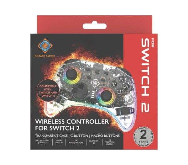 Deltaco GAM-198-T RGB Bluetooth Gamepad Transparent