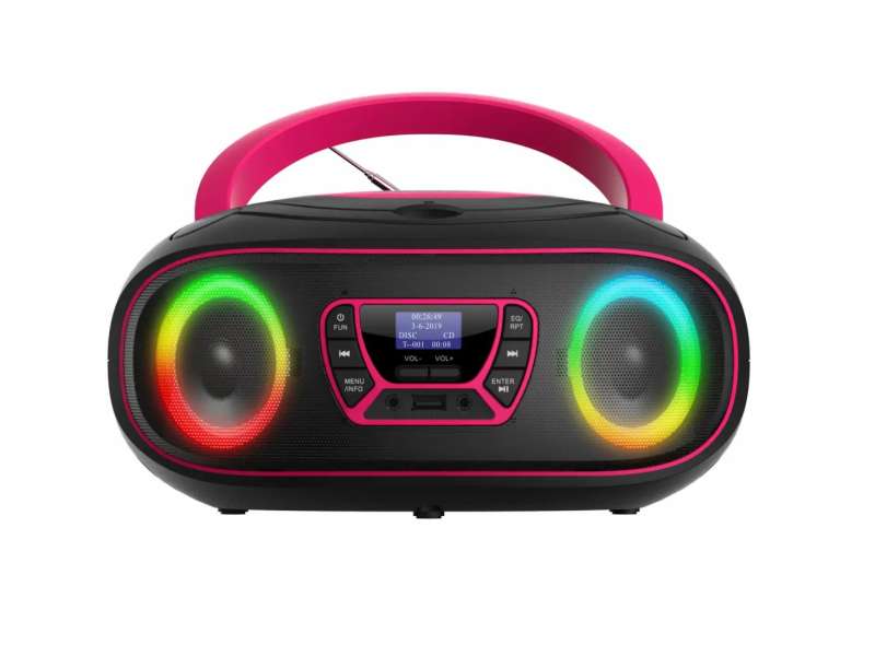 Denver TDB-212P DAB+ Boombox With DAB+/FM Radio Bluetooth function USB CD player & AUX input Pink