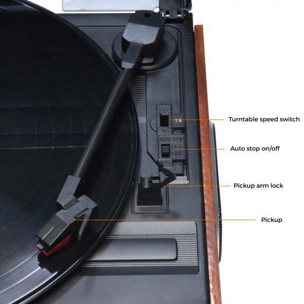Denver VPR-190MK3 Retro turntable with radio & built-in speakers