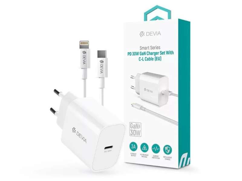 Devia ST109568 Smart Series 30W GaN PD+QC Type-C/Lightning Cable Black