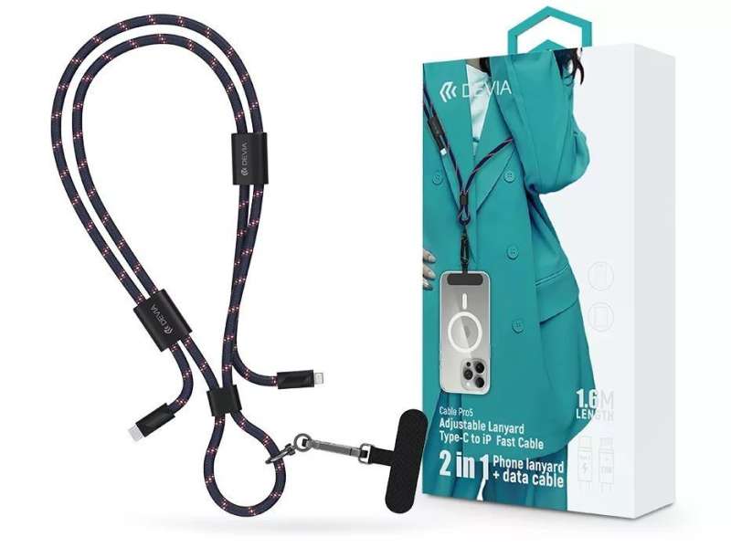 Devia ST125001 Cable Pro5 Woven 1,6m 27W PD Type-C - Lightning Blue