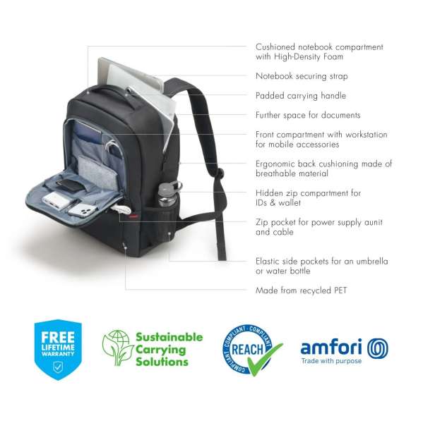 Dicota Laptop Backpack Plus Eco Base 15,6" Black
