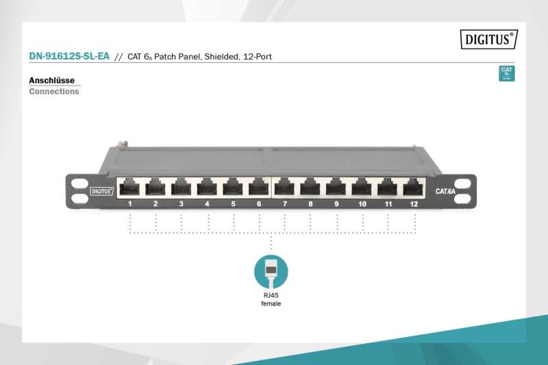 Digitus 12-port Patch Panel 2U Black