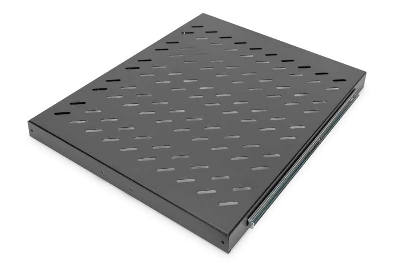 Digitus 1U extendible shelf for 800mm depth racks 40x484x568mm up to 25kg Black (RAL 9005)