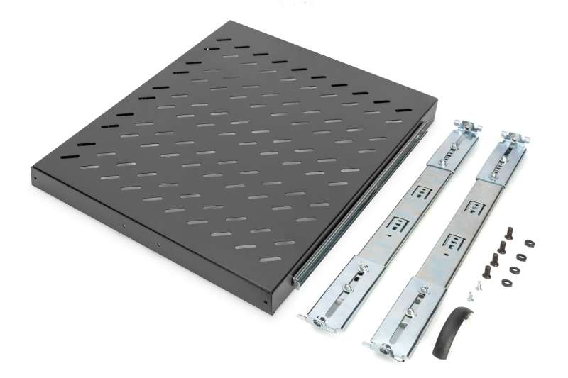 Digitus 1U extendible shelf for 800mm depth racks 40x484x568mm up to 25kg Black (RAL 9005)