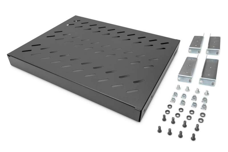 Digitus 1U fixed shelf for 600mm depth racks 44x482x350mm adjust. 350-550mm Depth Black