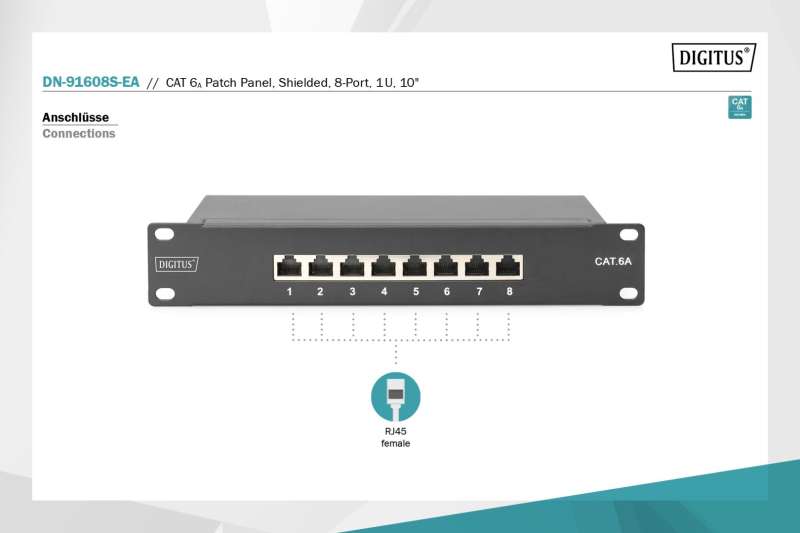 Digitus 8-Port Patch Panel 1U Black
